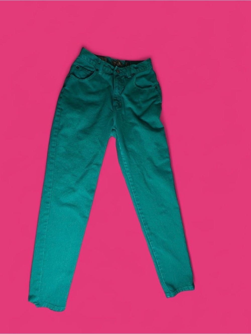 VTG 80s/90s Express Teal High-Waisted Tapered Mom Jeans